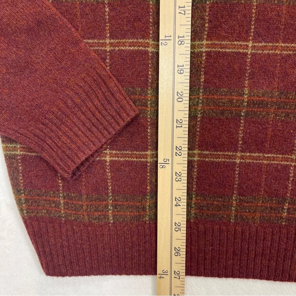 Brooks Brothers Sweater Mens M Red Yellow Check Lambswool Knit Crewneck Classic - Picture 7 of 9